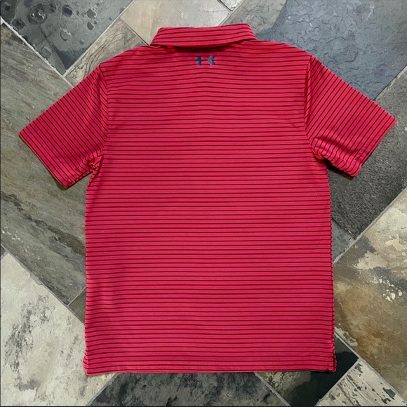 Under Armour•YLG•Performance™ Golf Polo•Red/Navy - Picture 4 of 7